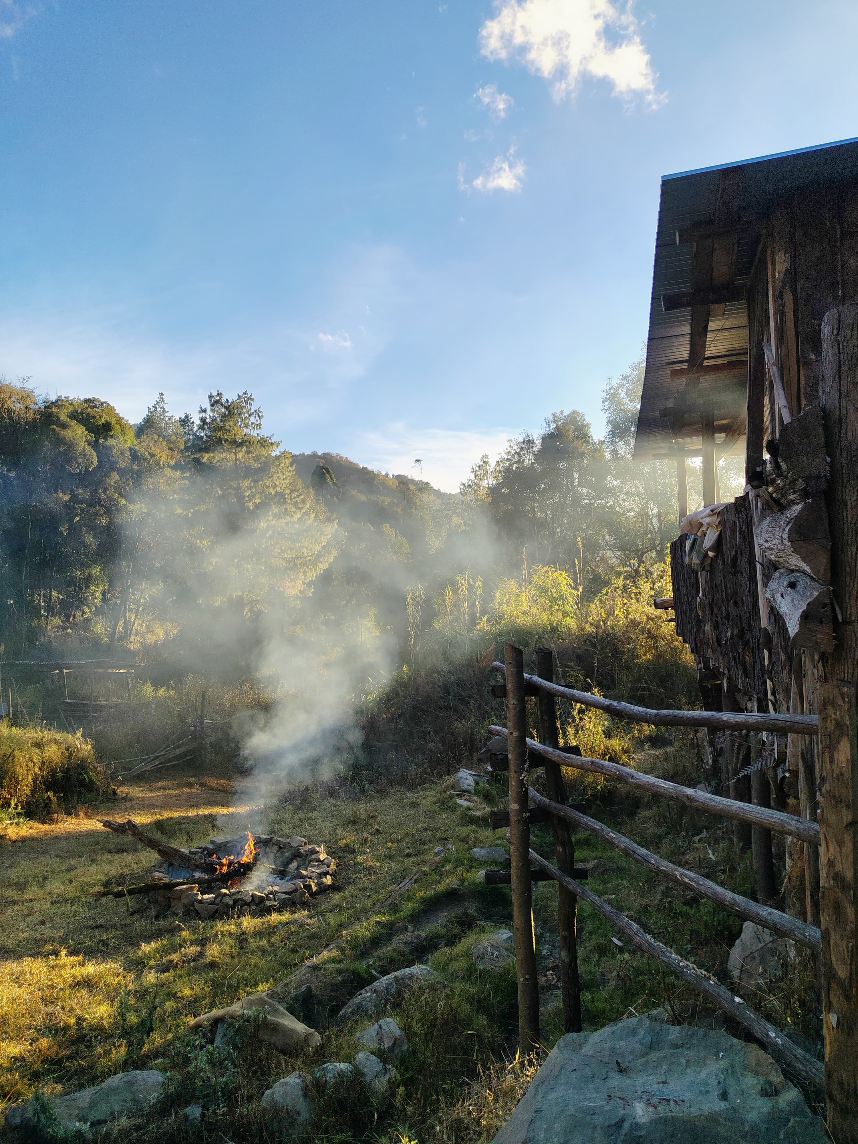A cabin nestled in the woods near Dzüleke village