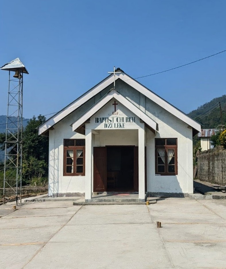 The Baptist Church of Dzüleke with mountains in the background